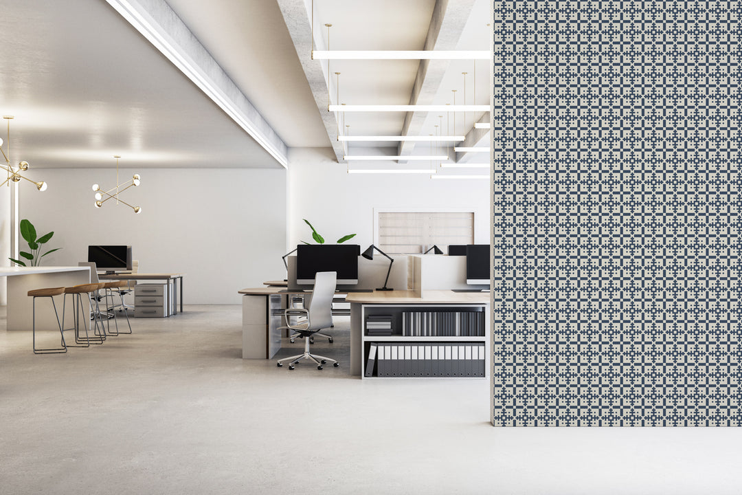 Piazza - Oxford Blue Wallpaper