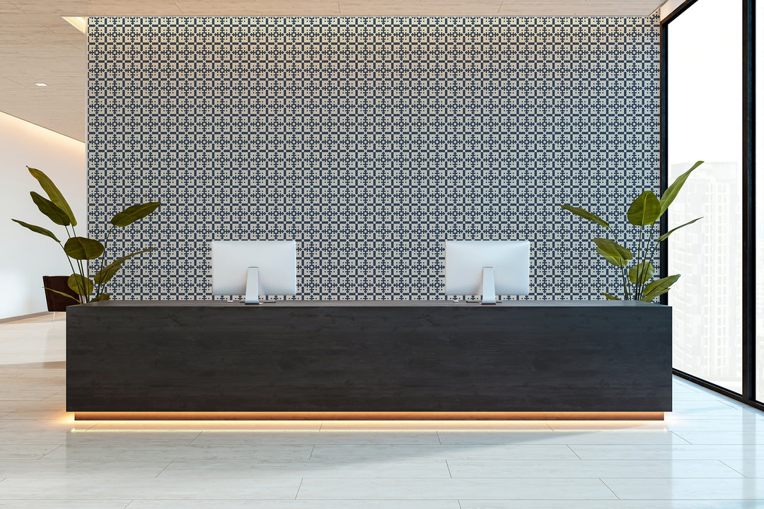 Piazza - Oxford Blue Wallpaper