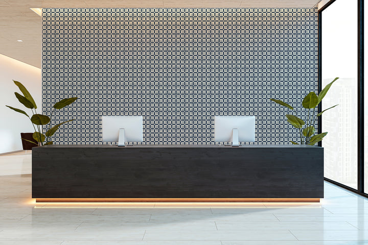 Piazza - Oxford Blue Wallpaper