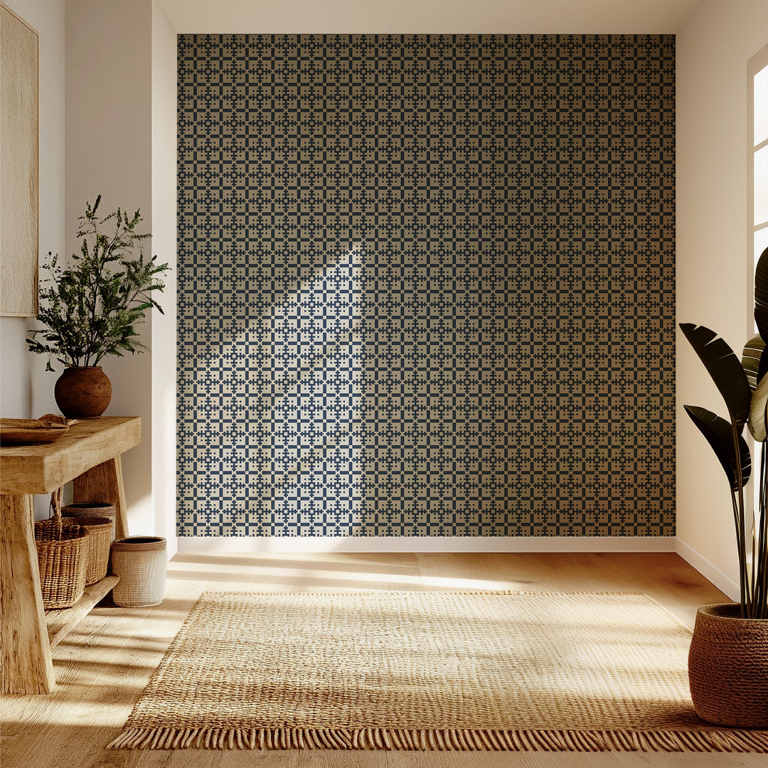 Piazza - Oxford Blue Wallpaper
