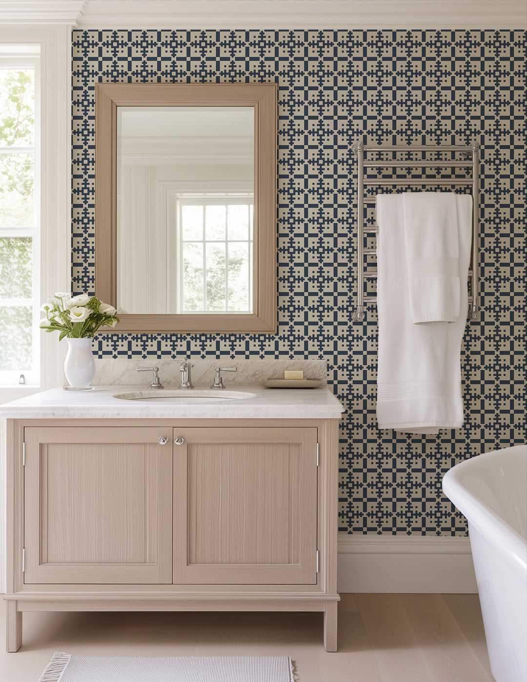 Piazza - Oxford Blue Wallpaper