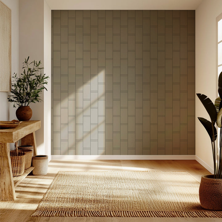 Pillar Stripe - Walnut Wallpaper