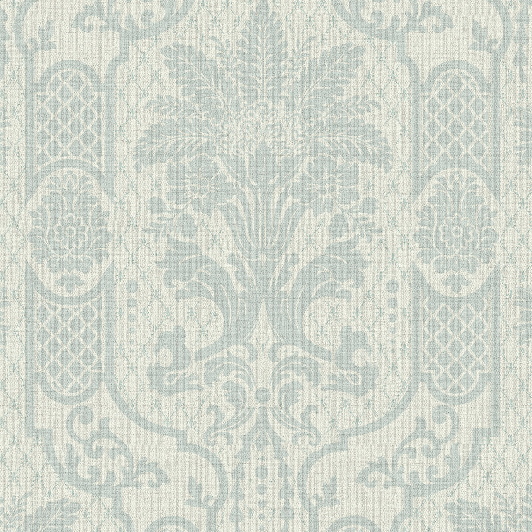 Columnar Bloom Pale Blue Gray Grasscloth