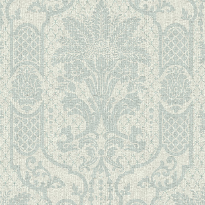 Columnar Bloom Pale Blue Gray Grasscloth