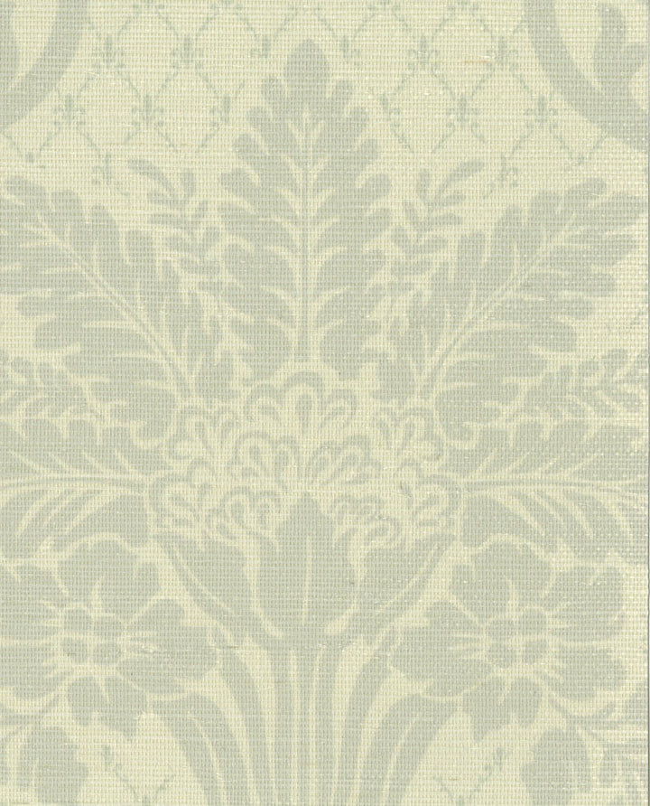 Columnar Bloom Pale Blue Gray Grasscloth