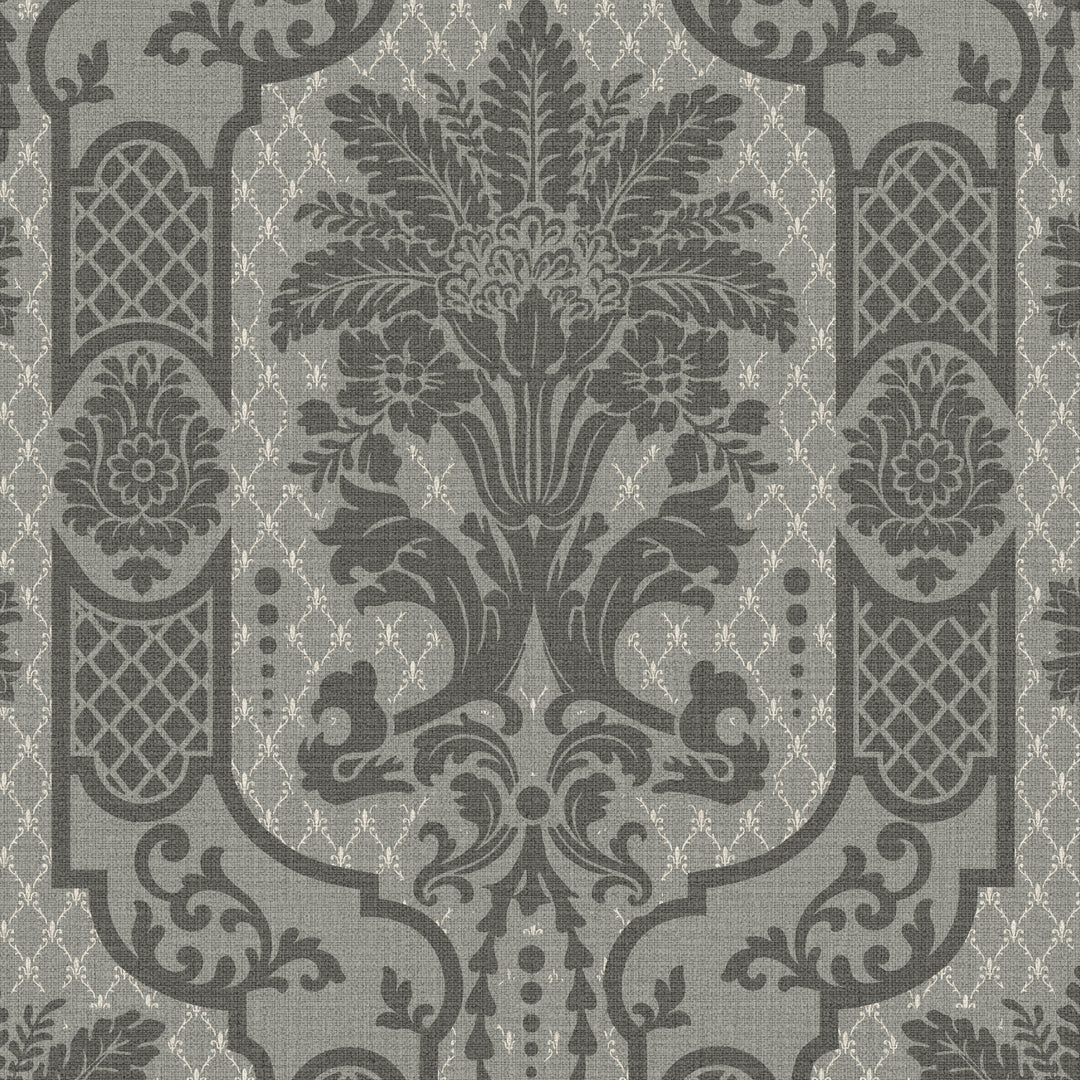 Columnar Bloom Umber Ink Grasscloth