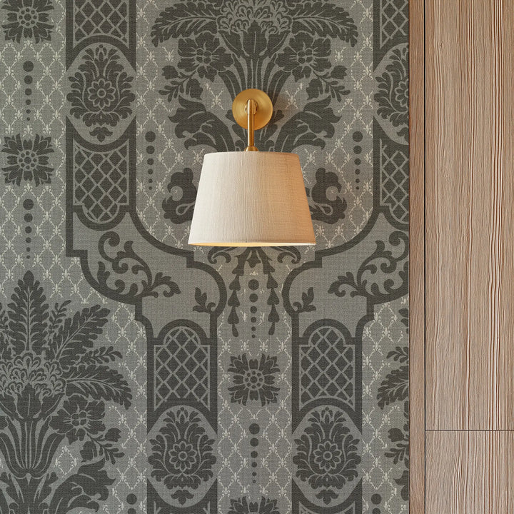 Columnar Bloom Umber Ink Grasscloth