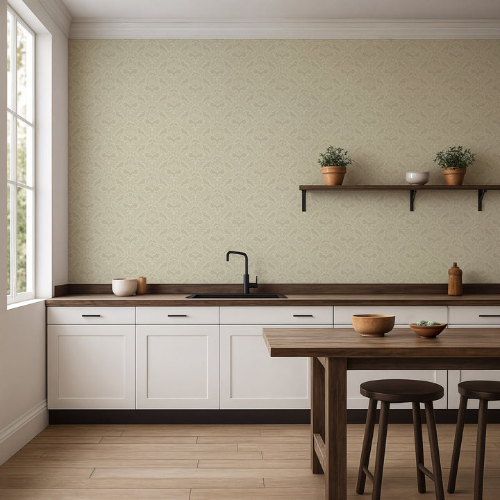 Drawing Room Leaf - Linen Wallpaper