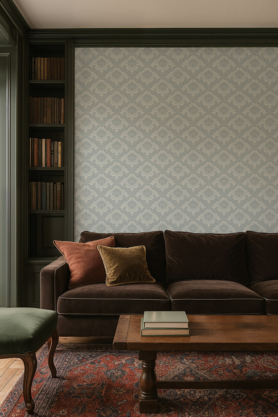 Drawing Room Leaf - Platinum Wallpaper