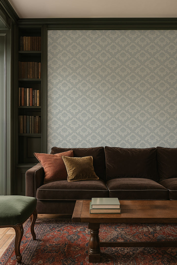 Drawing Room Leaf - Platinum Wallpaper