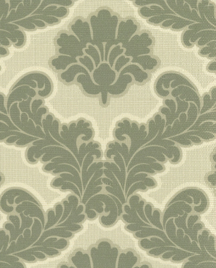 Drawing Room Leaf Sage Green Grasscloth