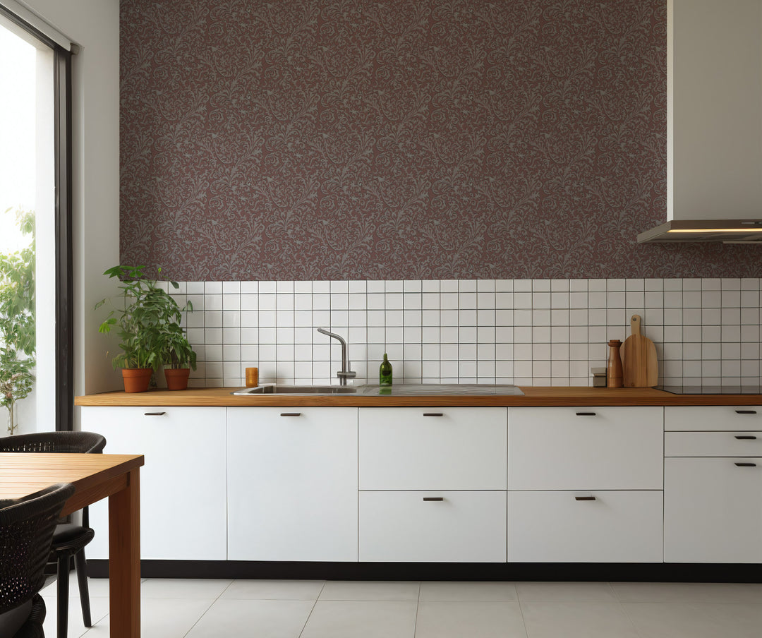 Florentine Vine - Crimson Wallpaper