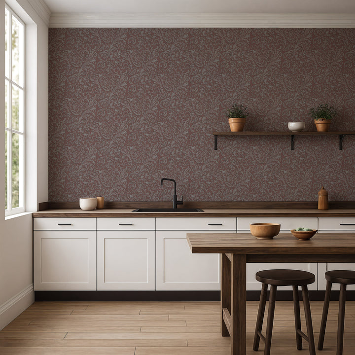 Florentine Vine - Crimson Wallpaper