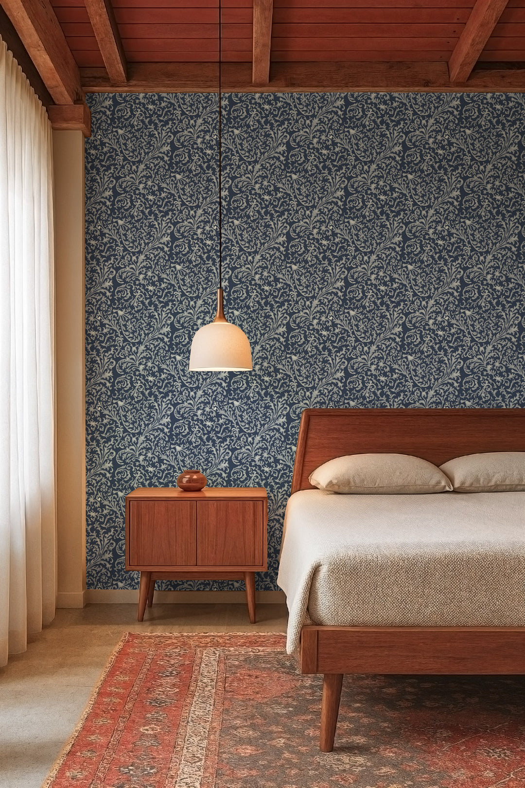 Florentine Vine - Deep Blue Wallpaper