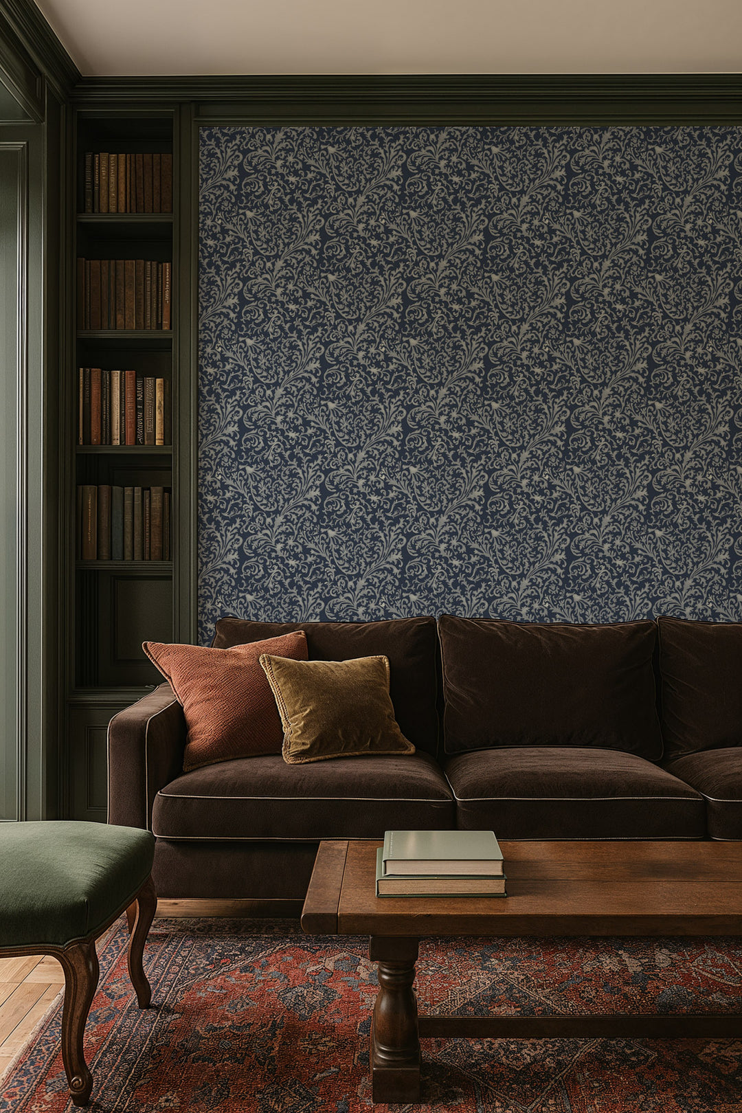 Florentine Vine - Deep Blue Wallpaper