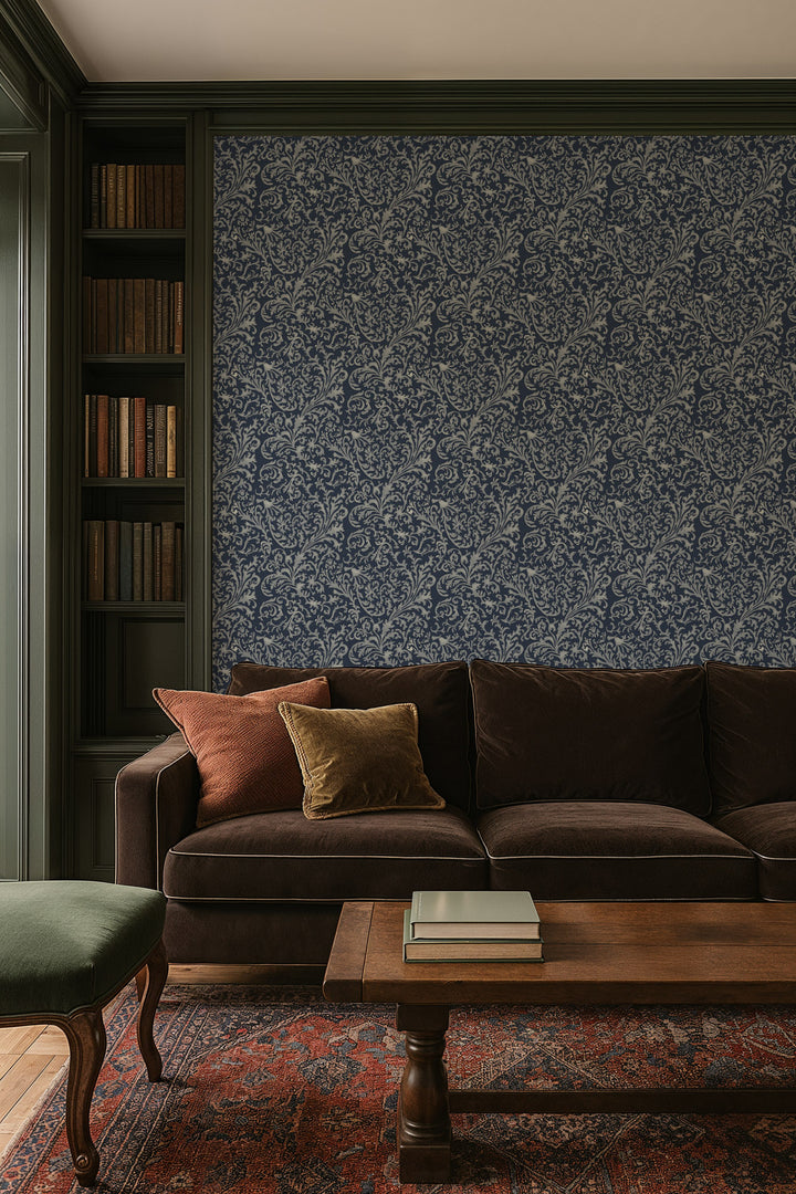 Florentine Vine - Deep Blue Wallpaper