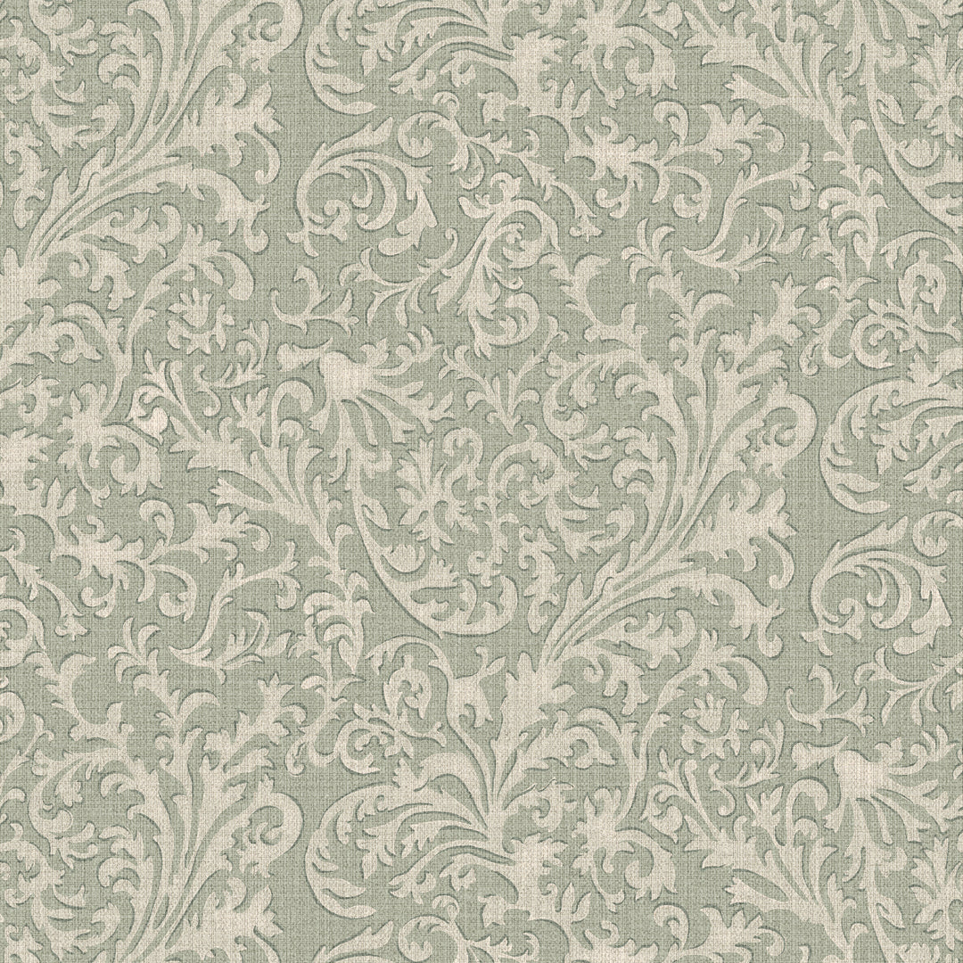 Florentine Vine Thyme Green Grasscloth