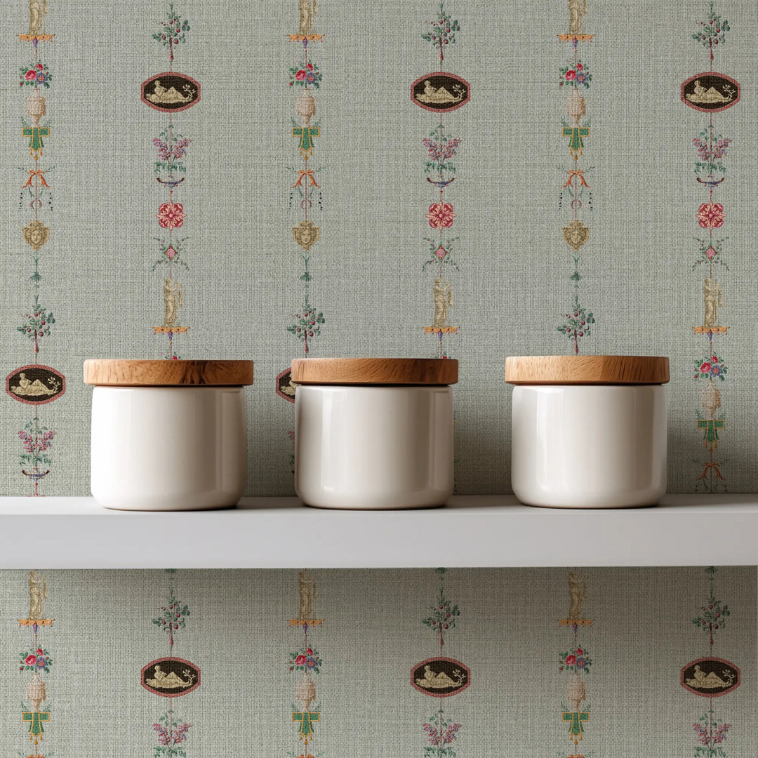 Neo Classical Stripe Antique Glaze Grasscloth