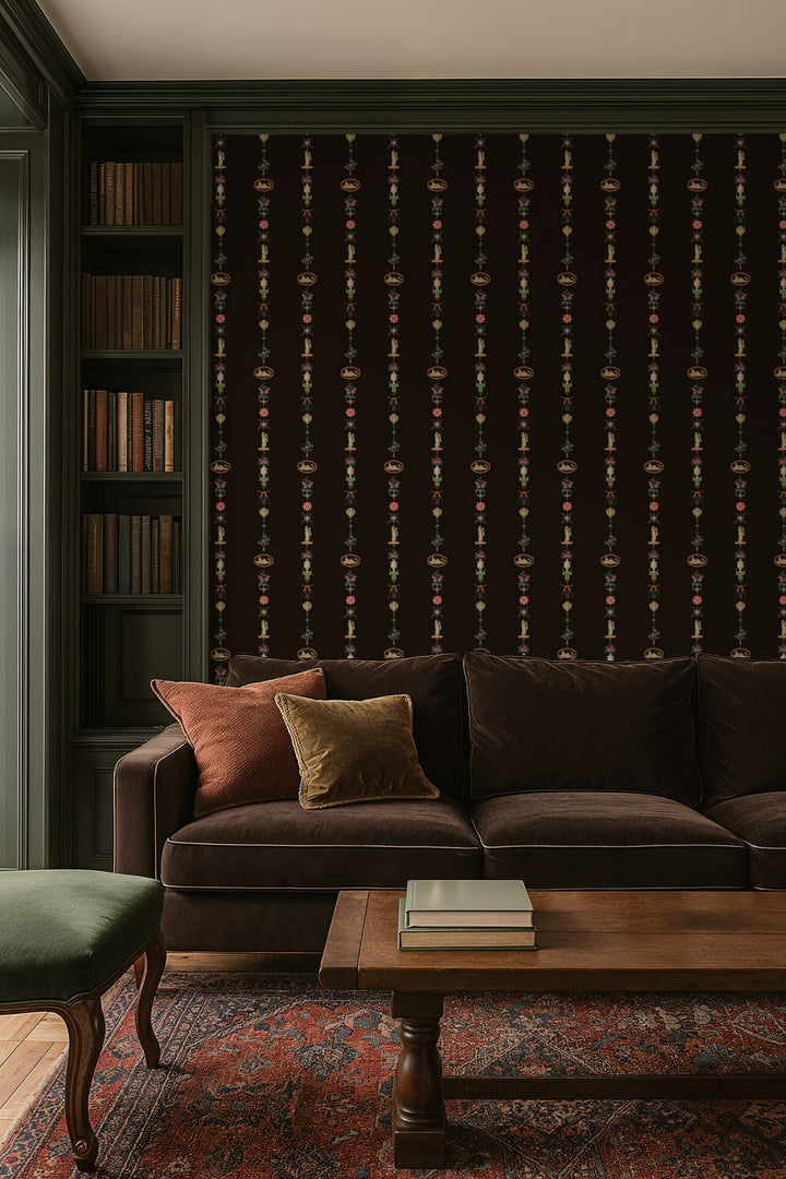 NeoClassical Stripe - Black Lacquer Wallpaper