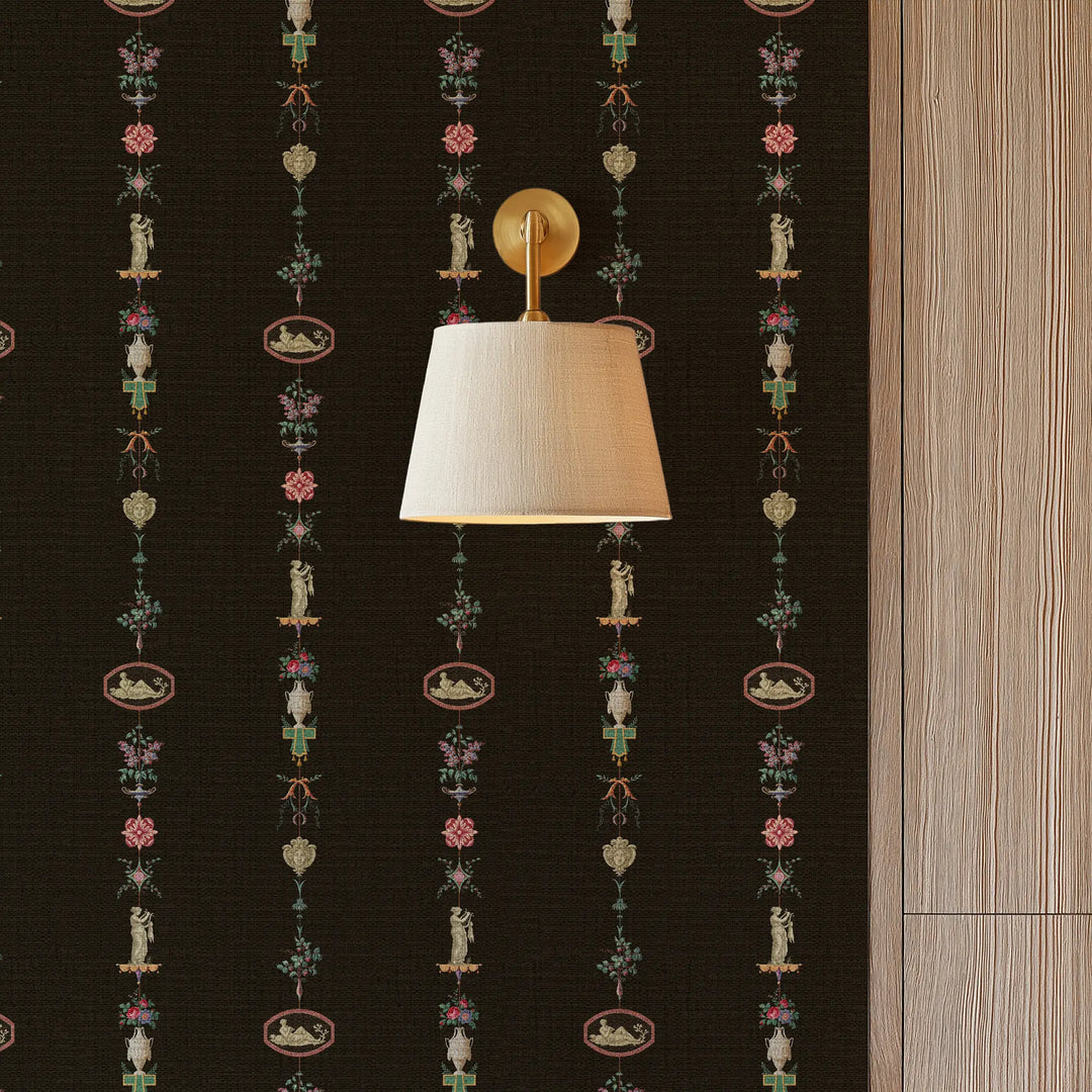 Neo Classical Stripe Black Lacquer Grasscloth