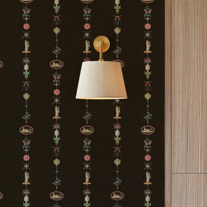 Neo Classical Stripe Black Lacquer Grasscloth