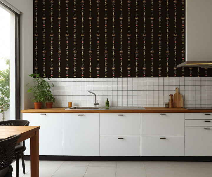 NeoClassical Stripe - Black Lacquer Wallpaper