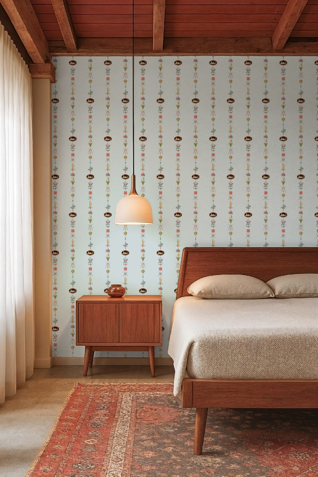 NeoClassical Stripe - Blue Feather Wallpaper