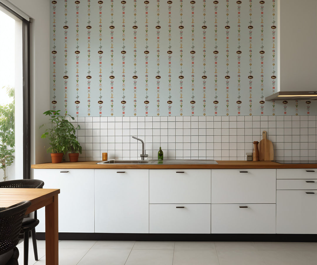 NeoClassical Stripe - Blue Feather Wallpaper