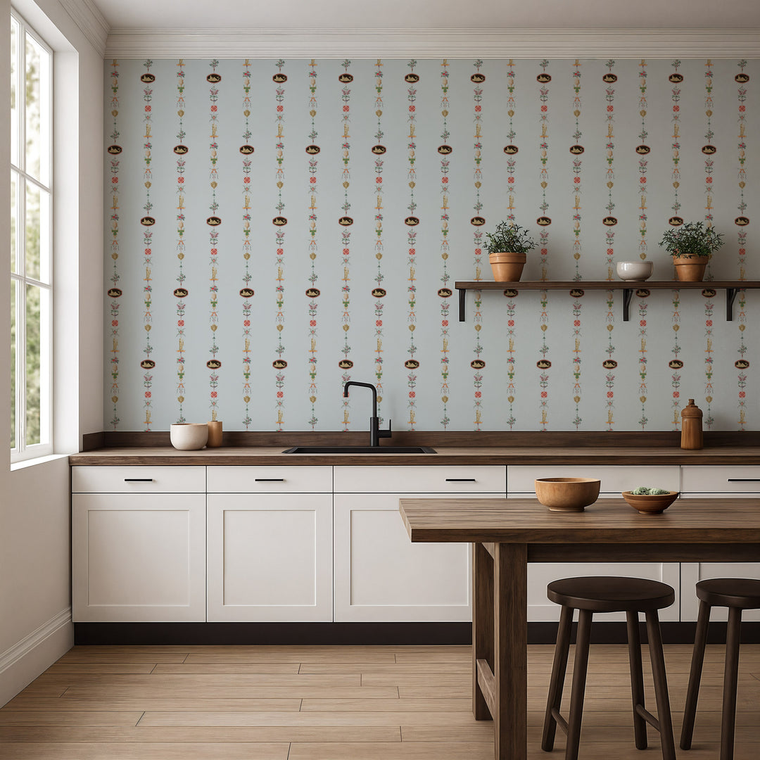 NeoClassical Stripe - Blue Feather Wallpaper