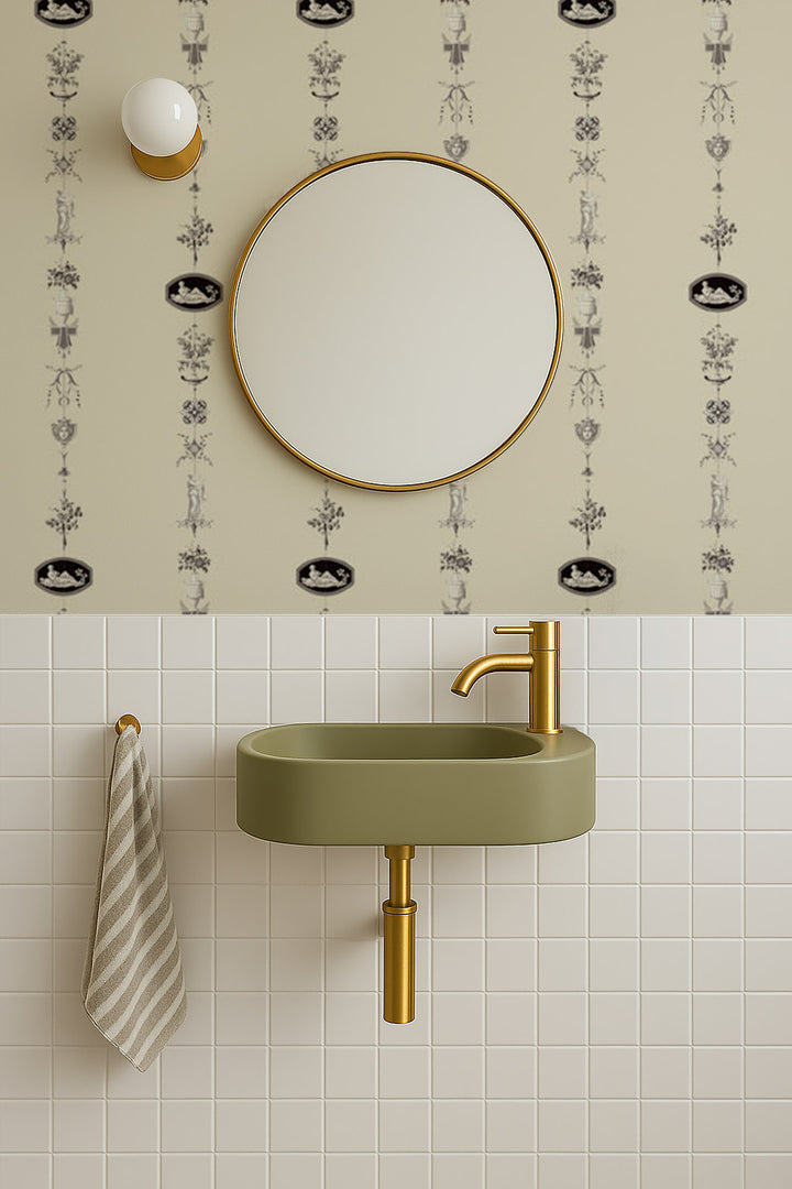 NeoClassical Stripe - Cream and Black Wallpaper