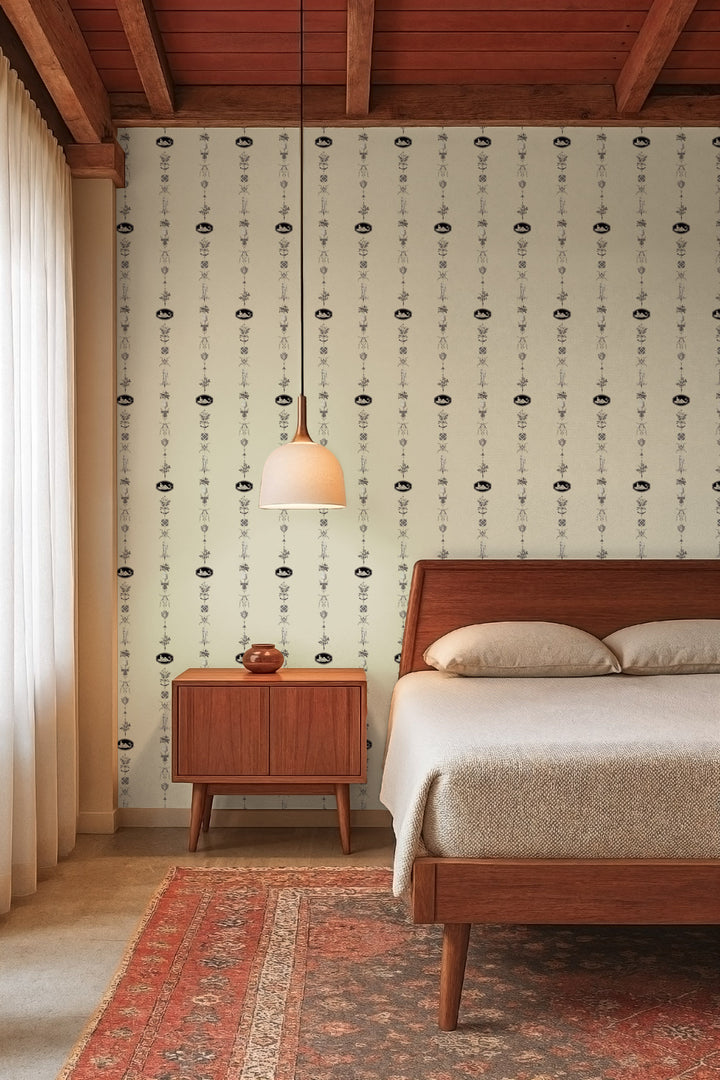 NeoClassical Stripe - Cream and Black Wallpaper