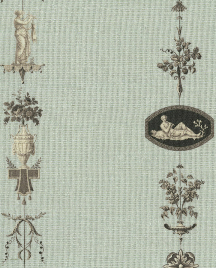 Neo Classical Stripe Daytime Blue Grasscloth