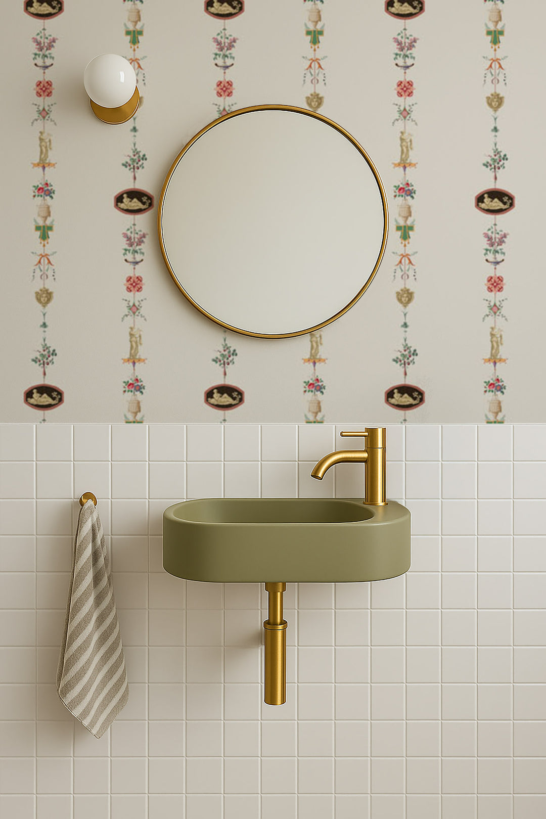 NeoClassical Stripe - Ivory Wallpaper