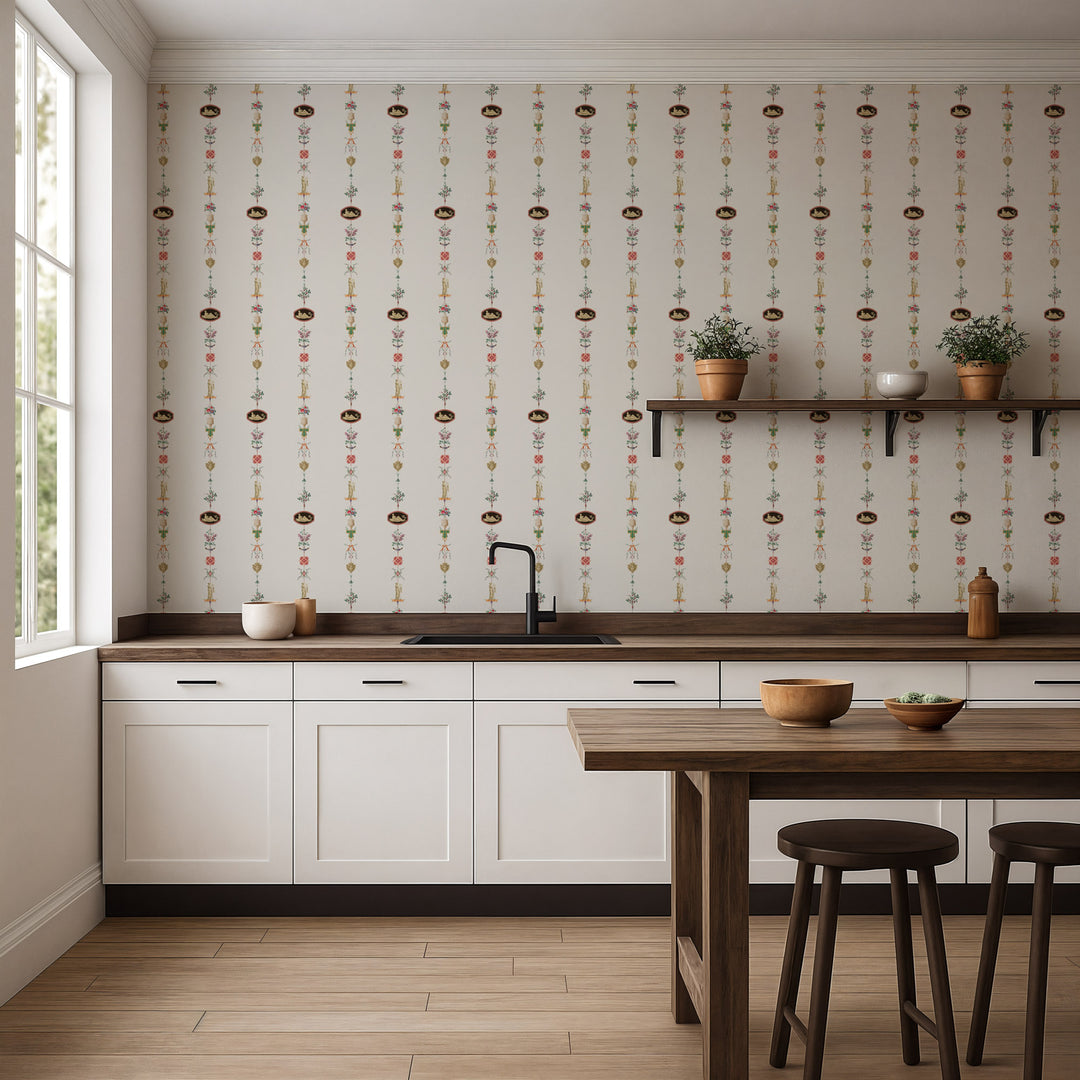 NeoClassical Stripe - Ivory Wallpaper