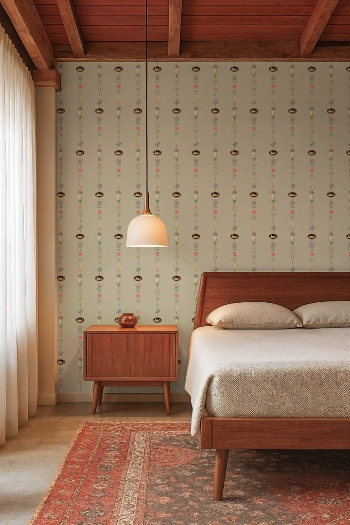 NeoClassical Stripe - Parchment Brown Wallpaper