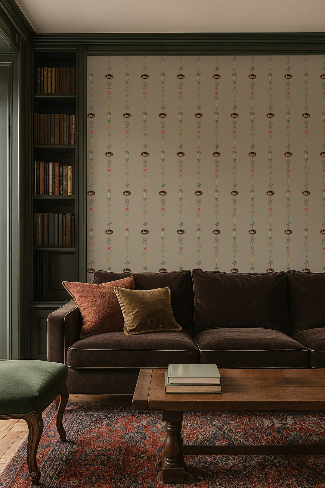 NeoClassical Stripe - Parchment Brown Wallpaper
