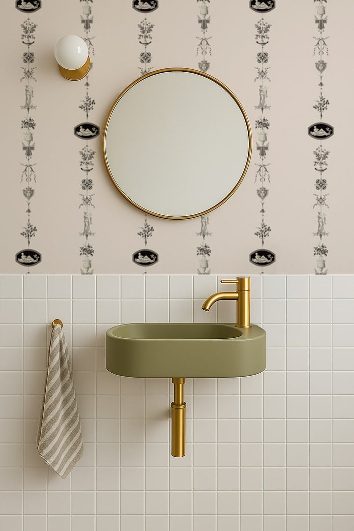 NeoClassical Stripe - Sunbleached Pink Wallpaper