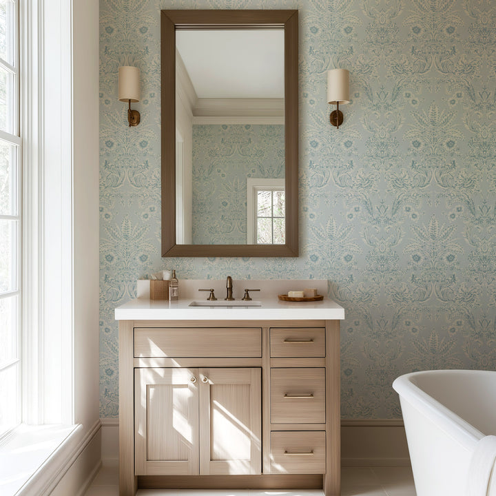 Parlor Paper - Blue Feather Wallpaper