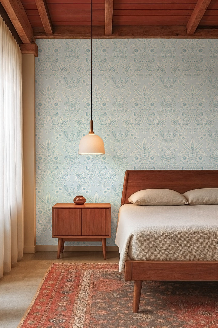 Parlor Paper - Blue Feather Wallpaper