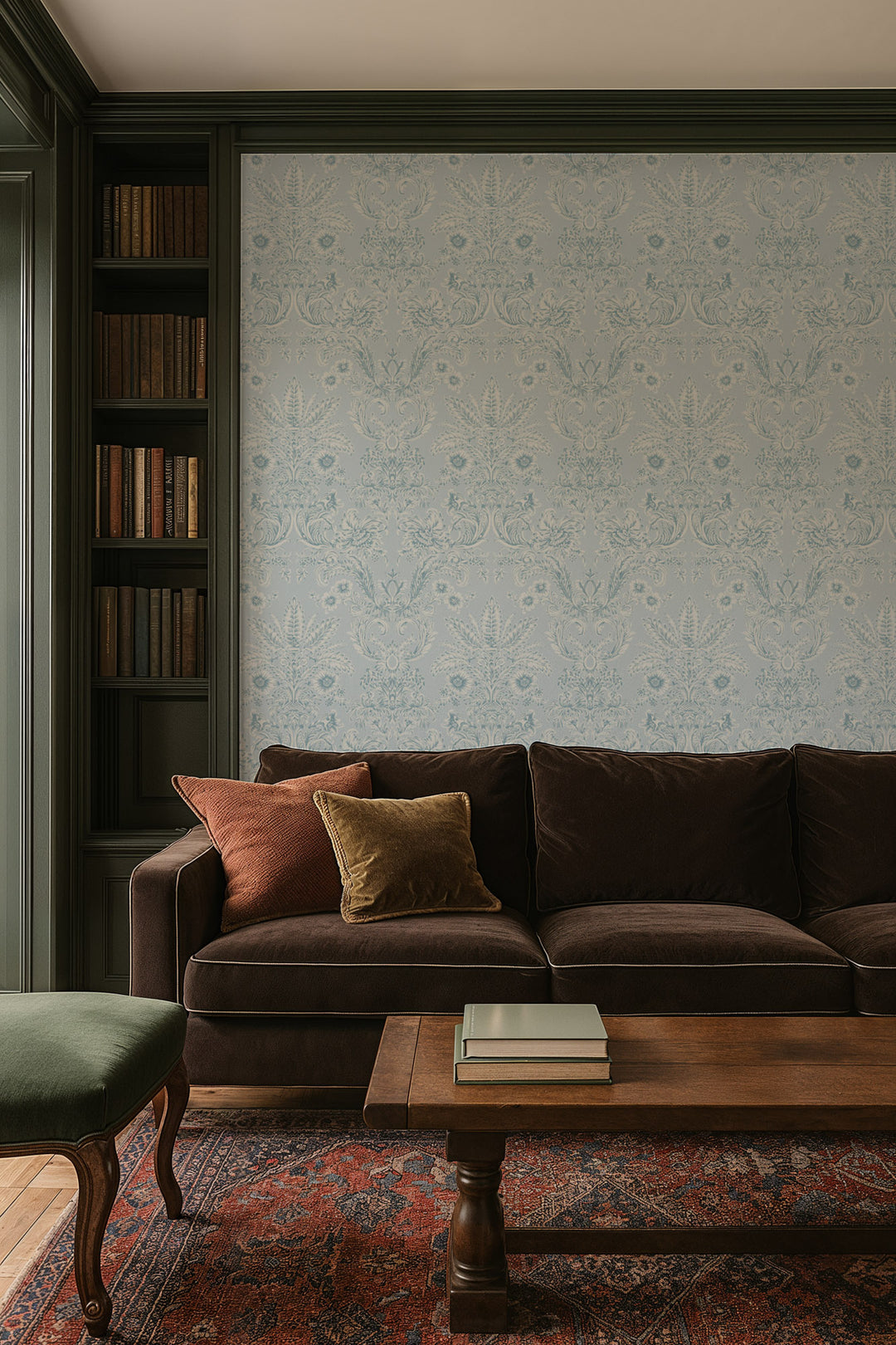 Parlor Paper - Blue Feather Wallpaper