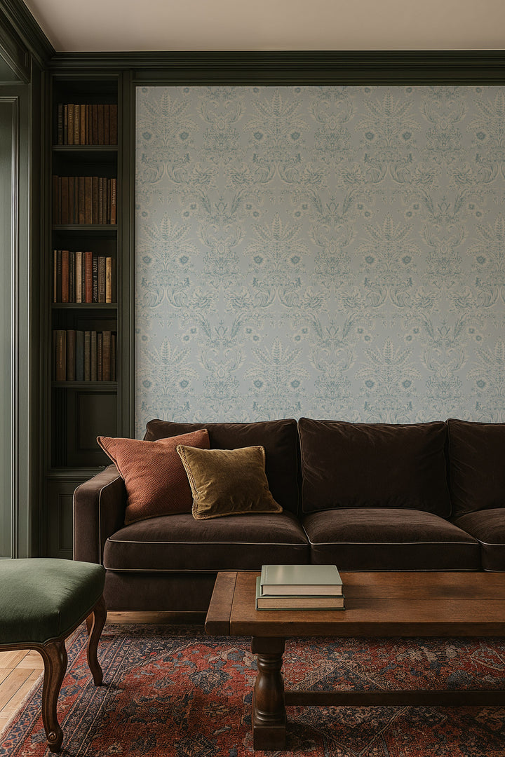 Parlor Paper - Blue Feather Wallpaper