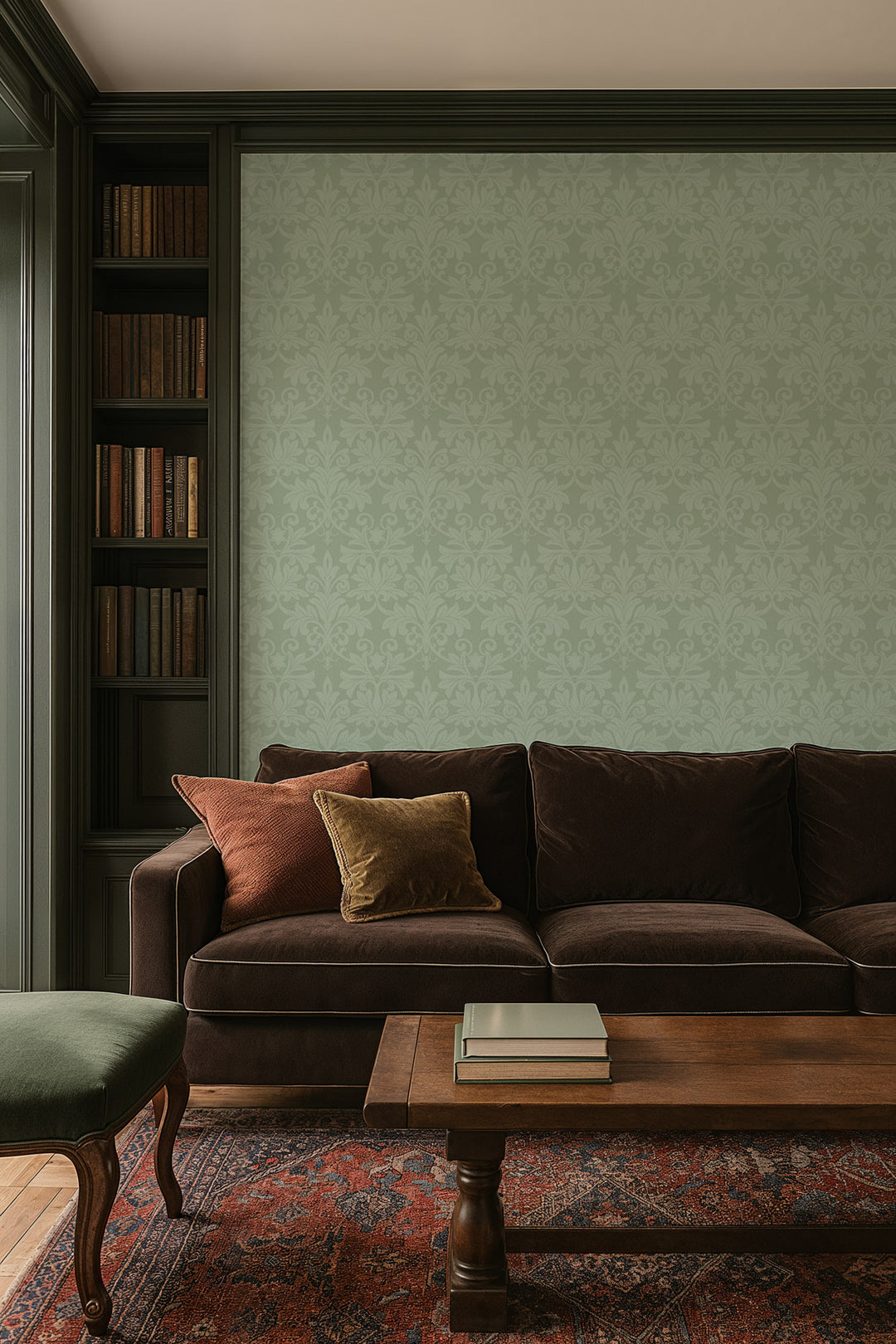 Rococo Relief - Misty Green Wallpaper