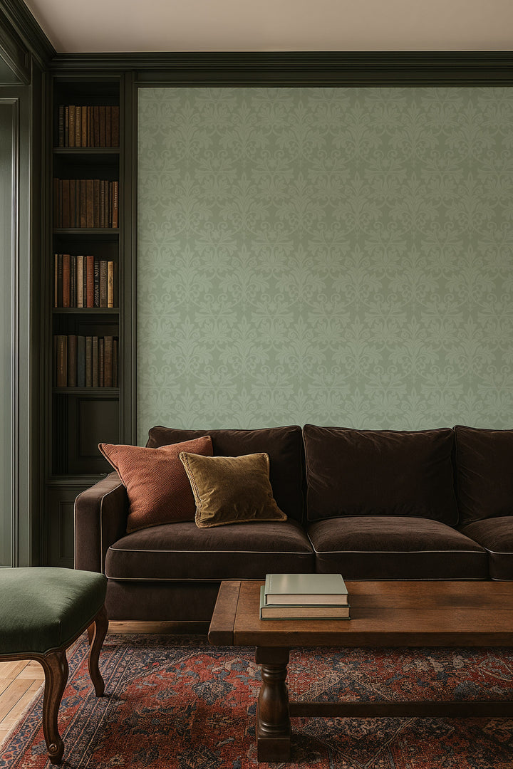 Rococo Relief - Misty Green Wallpaper