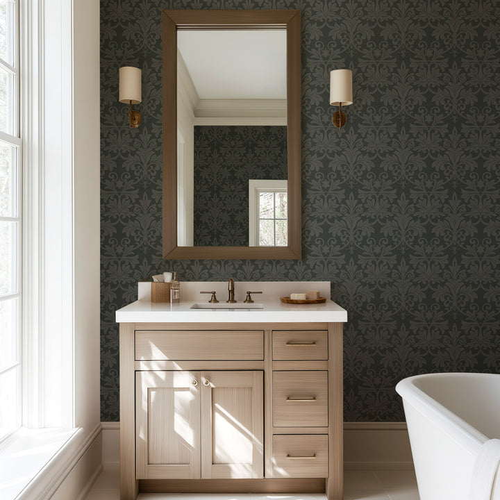 Rococo Relief - Obsidian Wallpaper