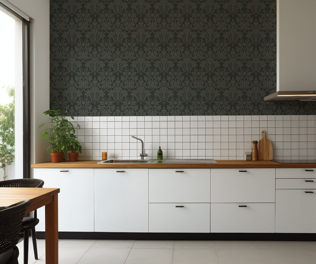 Rococo Relief - Obsidian Wallpaper