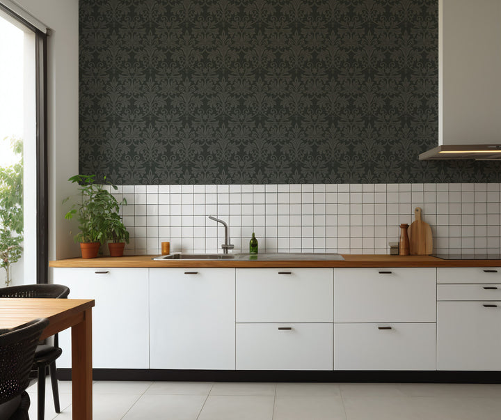 Rococo Relief - Obsidian Wallpaper