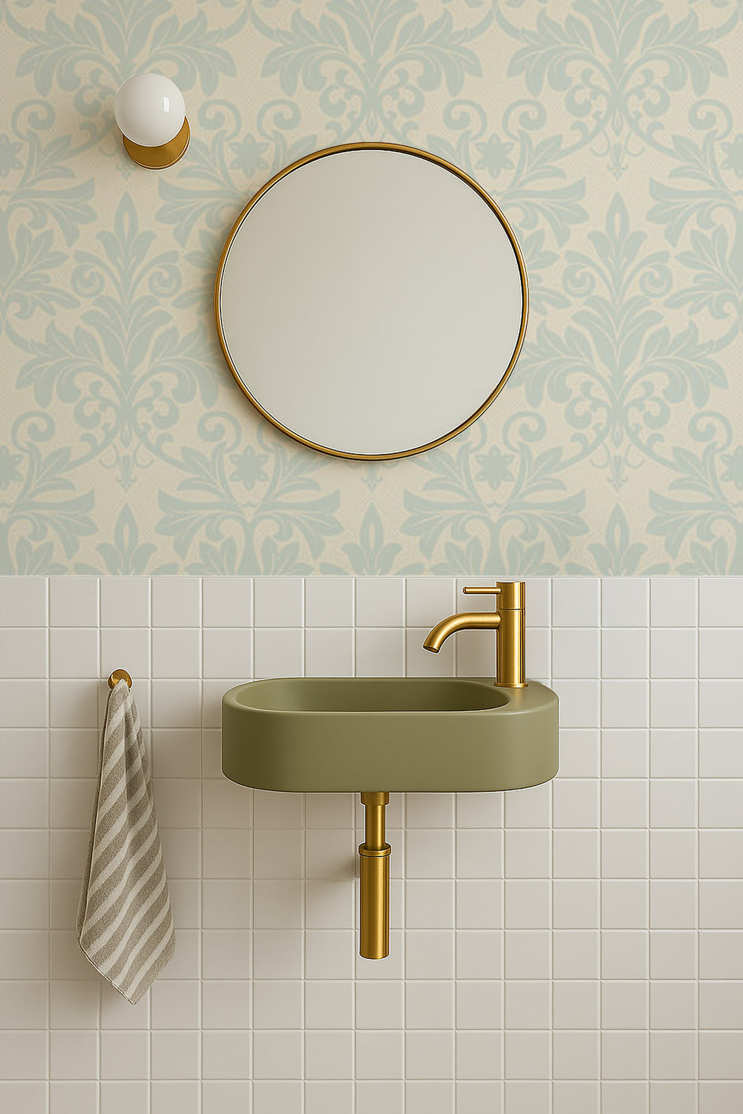 Rococo Relief - Pale Blue Gray Wallpaper