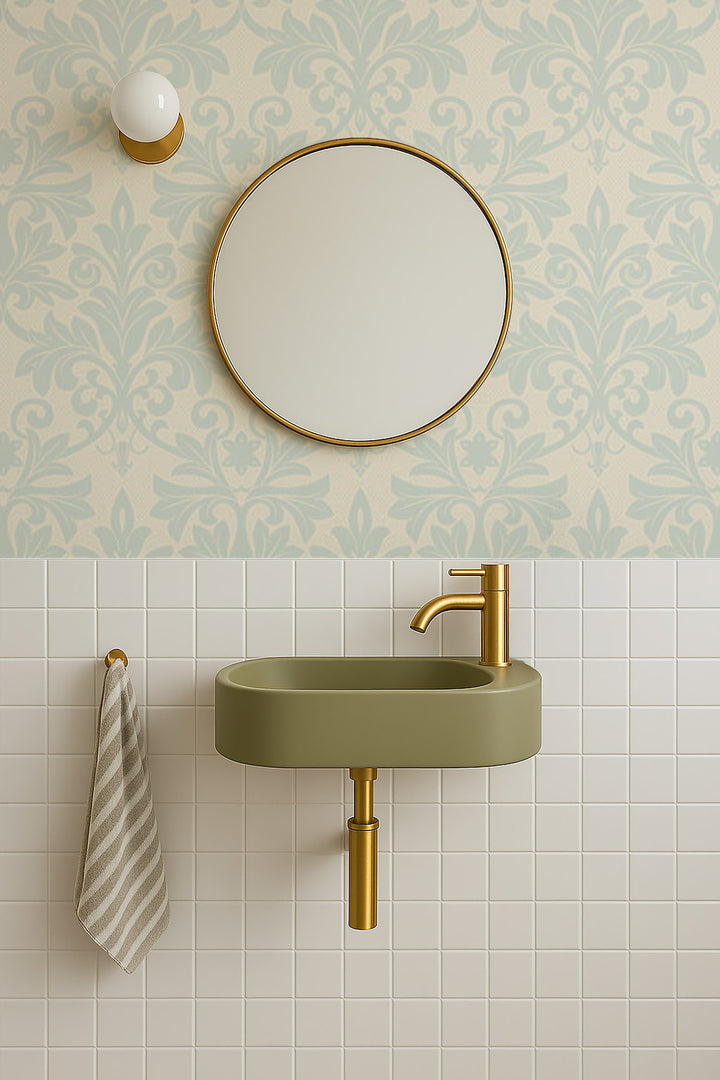 Rococo Relief - Pale Blue Gray Wallpaper