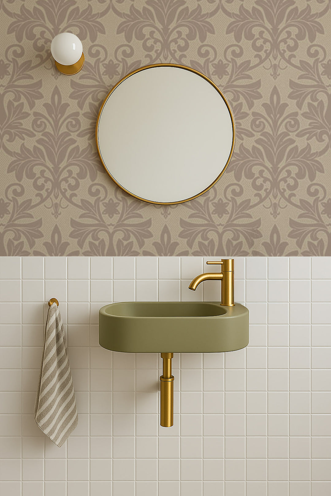 Rococo Relief - Red Clay Wallpaper