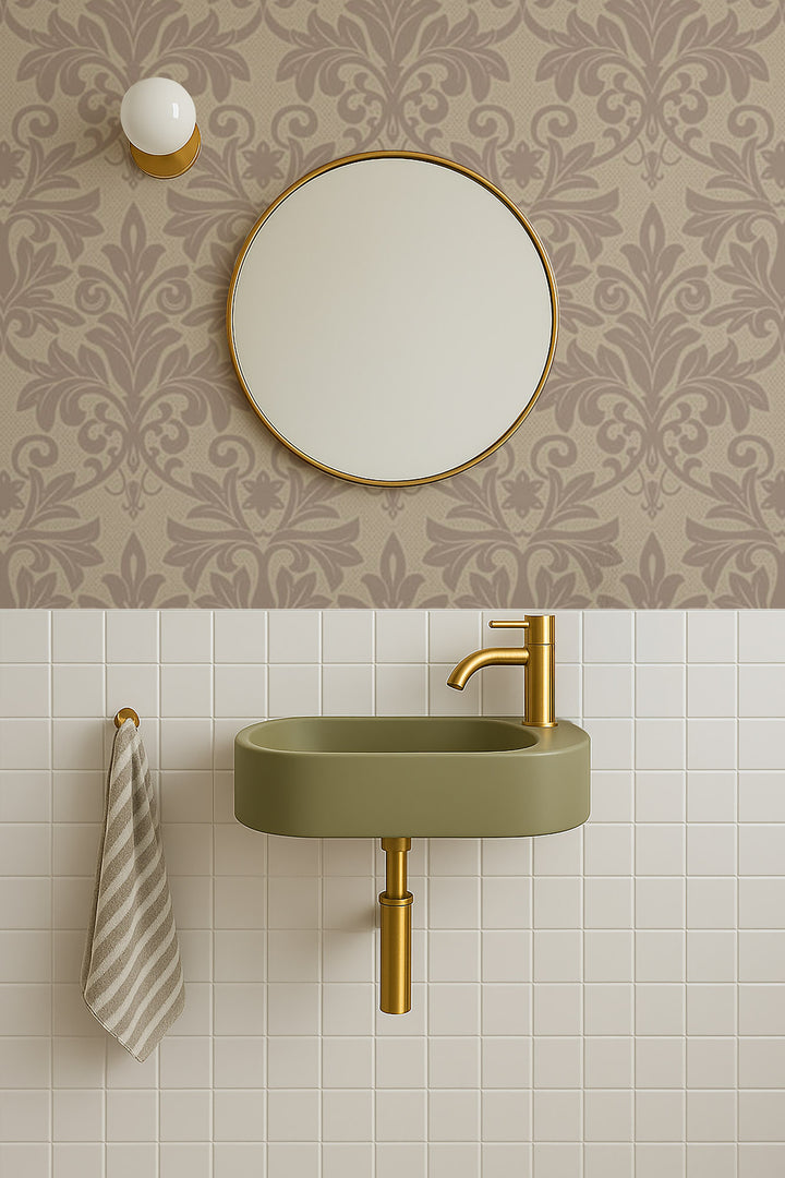 Rococo Relief - Red Clay Wallpaper